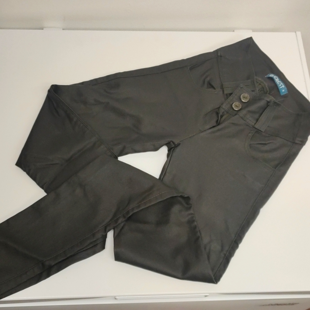 Sz 6 green  faux leather pants